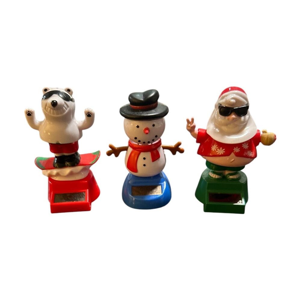 Festive Solar-Powered Dancing Christmas Figures Set - Polar Bear, Snowman, Santa